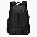 Grande zaino da viaggio in nylon impermeabile con tasche multiple e cuciture rosse - Nero