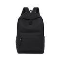 Mochila negra minimalista de tela Oxford con bolsillo frontal y portabotellas laterales - Negro