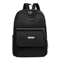 Sac à dos femme noir en tissu Oxford imperméable avec plusieurs compartiments zippés - Noir