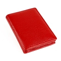 Porte-cartes RFID en cuir véritable rouge à motif litchi avec design pliable élégant - Rouge (KB150)