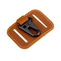 Brown crazy horse leather belt keychain with black matte eagle beak snap hook clasp - Brown