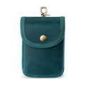 Vintage dark green crazy horse leather waist bag with retro metal hook closure - Blue