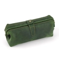 Neceser de cuero genuino verde oscuro estilo vintage con cierre de maletín médico - 7025 Verde