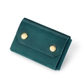 Porte-cartes en cuir crazy horse bleu canard avec doubles boutons-pression en laiton - Bleu