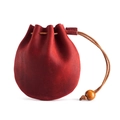Piccolo portamonete vintage in pelle crazy horse rossa con chiusura a cordoncino - Rosso