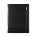 Custodia business in pelle nera per iPad 9.7 e Pro 10.5 con tasca zip e cuciture a contrasto - Nero