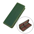 Estuche vintage de cuero crazy horse verde oscuro con cremallera y ranuras - Verde