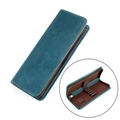 Estuche vintage de cuero crazy horse azul oscuro de forma cuadrada con cremallera metálica - Azul