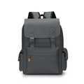Zaino vintage grigio scuro da uomo con tasche multiple e dettagli arancioni vivaci - Grigio
