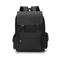 Zaino business vintage da uomo con chiusura a patta ed eleganti dettagli arancioni - Nero