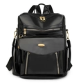 Zaino vintage da donna in pelle PU nera con dettagli dorati e ciondolo con nappe - Nero