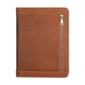Custodia iPad minimalista in vera pelle marrone con tasca verticale con cerniera argento - Marrone