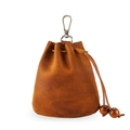 Petit porte-monnaie en cuir Crazy Horse marron fait main avec cordon et crochet vintage - Marron