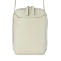 Mini borsa a tracolla in pelle beige martellata con doppie cerniere dorate - Albicocca