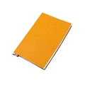 Carnet A5 en cuir véritable orange avec texture litchi et marque-page en soie - Jaune