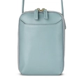 Mini borsa per telefono in vera pelle martellata azzurra con cerniera dorata - Celeste