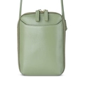 Mini borsa a tracolla per cellulare in vera pelle verde salvia con trama a litchi - verde chiaro