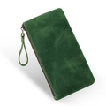 Vintage-Clutch aus smaragdgrünem Crazy-Horse-Leder mit Bronze-Reißverschluss und Schlaufe - Grün
