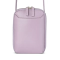 Lavender lychee pattern genuine leather mini crossbody phone bag with double zippers - Lavender Purple