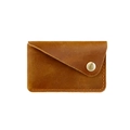 Handmade vintage brown leather card holder with secure gold snap closure for cards - Brown