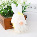 Easter gnome plush doll with white bunny ears and yellow bow tie hanging decoration - Yellow