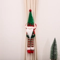 Christmas Gnome curtain tieback with plush pointed hat in festive red and green colors - Green Hat Elf (J-JY25)