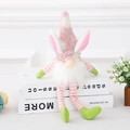 Gnome de Pâques rose en peluche avec oreilles de lapin et longues jambes rayées - Pendentif Figurine Lumineuse Vieux Rose (L-FH55) / Rose Lotus