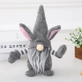 Poupée de gnome de Pâques avec oreilles de lapin roses et corps en feutre gris - Grand Style Gris Mains en l'Air (L-FH63)