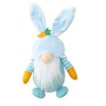 Blauer Osterwichtel aus Plüsch mit Hasenohren und Karottendekoration auf Weiß - Blauer Puppenanhänger (L-FH46)