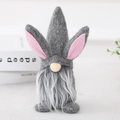 Handmade grey Easter gnome with plush bunny ears and white beard for spring home decor - Small Gray Style (L-FH65)