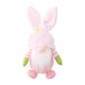 Pink Easter gnome plush with bunny ears and white floral accents for home decoration - Pink Doll Hanging (L-FH45)