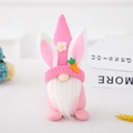 Gnome de Pâques en peluche tricotée rose avec oreilles de lapin et décorations - Lapin Sans Visage Rose (L-FH06)