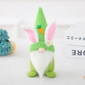 Poupée gnome de Pâques avec bonnet vert, oreilles de lapin et décorations carottes - Lapin Sans Visage Vert (L-FH07)