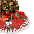 78cm red Christmas tree skirt featuring snowman print and Warm Wishes text - Cute Snowman Style (A-SQ10)