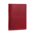 Genuine crazy horse leather passport holder for men and women in deep red finish - Red