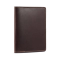 Vertical dark brown crazy horse leather passport holder with light brown stitching - Coffee