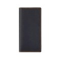Portafoglio lungo uomo in pelle crazy horse blu scuro con cuciture a contrasto arancioni - Nero (8032)