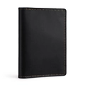 Minimalistische schwarze Passhülle aus echtem Leder mit gelben Kontrastnähten verziert - Black (1010)