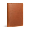 Classic tan crazy horse leather passport holder with precise stitching and natural texture - Brown