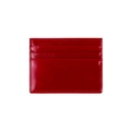 Dettaglio porta carte in pelle cerata rossa con fessure multiple e cuciture rifinite - Rosso