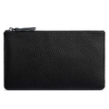 Minimalistische schwarze Clutch aus Leder mit Kieselstruktur und Metall-Reißverschluss - Schwarz (2051)