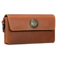 Vintage brown crazy horse leather belt pouch featuring Indian head metal button detail - Brown(6111)