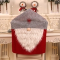Housse de chaise gnome de Noël avec chapeau gris et longue barbe en fausse fourrure - Gnome à Chapeau Gris / Gris