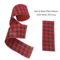 Nastro in tessuto a scacchi rossi e neri da 6cm per fiocchi natalizi fai-da-te e decori - Stile a Quadretti Rosso e Nero (R-C22)