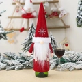 Christmas gnome wine bottle cover in red felt with snowflake embroidery and white beard - G-jt143 Red Faceless Old Man Bottle Cover