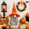 Halloween gnome plush with orange pumpkin hat and gray beard for festive home decor - Orange Pumpkin