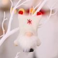 Gnome de Noël en tricot crème avec flocon rouge et barbe blanche suspendue - Blanc