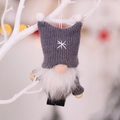 Gnomo di Natale in maglia grigia con ricamo a stella bianca e barba in finta pelliccia - Grigio