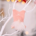 Gnome de Noël rose tricoté avec broderie flocon et barbe blanche en fourrure synthétique - Rose
