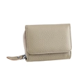 Three-fold leather coin purse in beige with lychee texture and RFID protection - Apricot